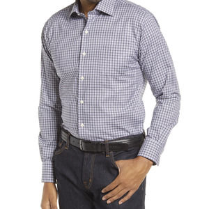 Peter Millar Crown Ease Check Dress Shirt Mens M Plaid Long Sleeve Button Up